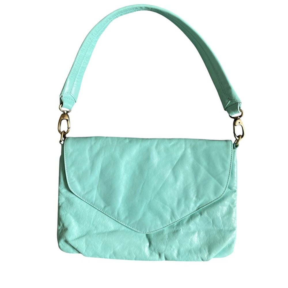 Latico Leathers Turquoise Mint Envelope Shoulder Bag Artisan Leather Clutch